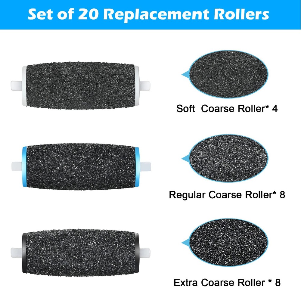 [10/20Pcs] Pedi Replacement Rollers 1 Count (Pack of 1), Blue,white