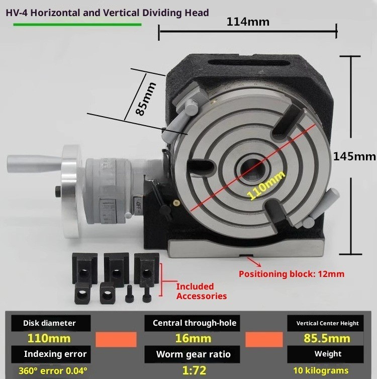 Vertical/Horizontal Dual-Use Indexing Table Milling Machine Rotary Table Indexer
