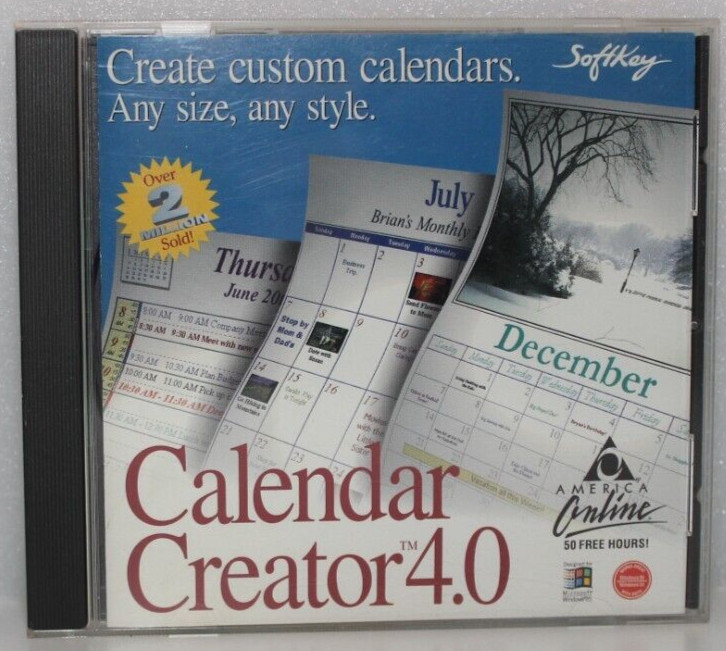 SOFTKEY CALENDAR CREATOR 4.0 VINTAGE SOFTWARE WINDOWS 95 CREATE CUSTOM CALENDARS