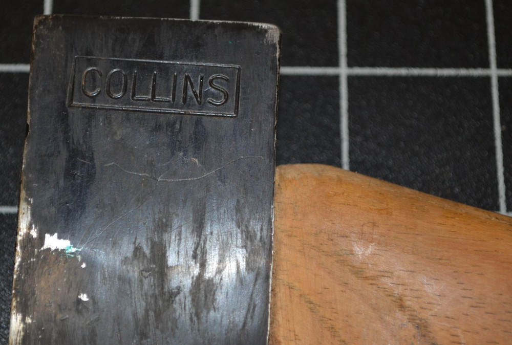 COLLINS CRUISER AXE WITH ORIGINAL SHEATH - ORIGINAL HANDLE - SADDLE AXE