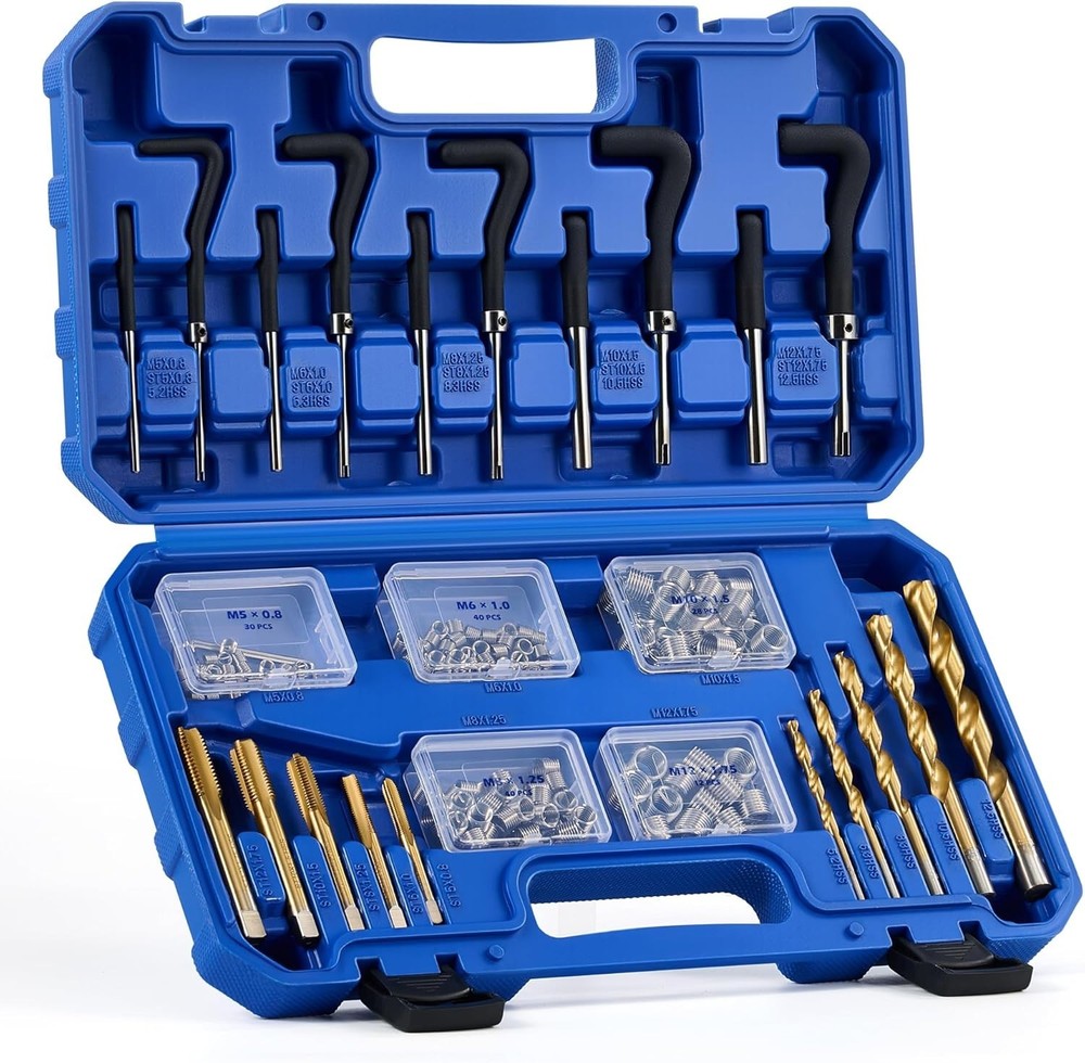 Comprehensive 172-Piece Metric Thread Restoration Kit - Includes Storage Case