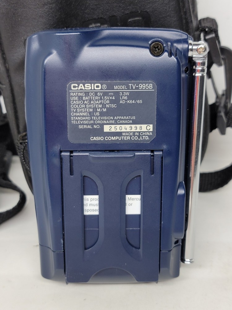 Casio TV-995B Tuning Color Television with Case - Clean - Powers On - EUC