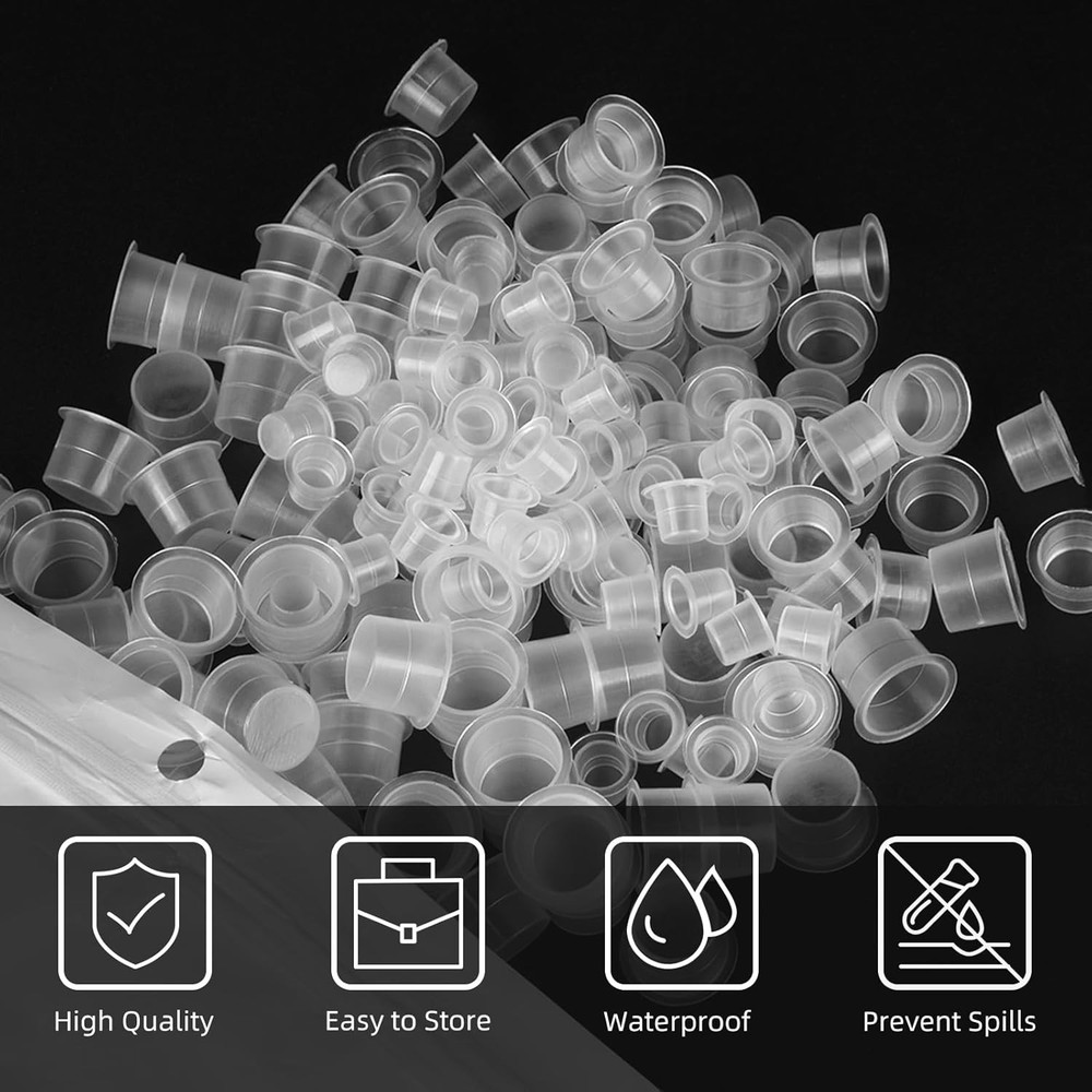 Quality Tattoo Ink Caps - 300pcs Small, Medium & Large - Waterproof & Reusable