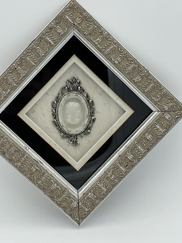 Framed Crystal Cameo Inside 6” x 6” Ornate Shadowbox Frame