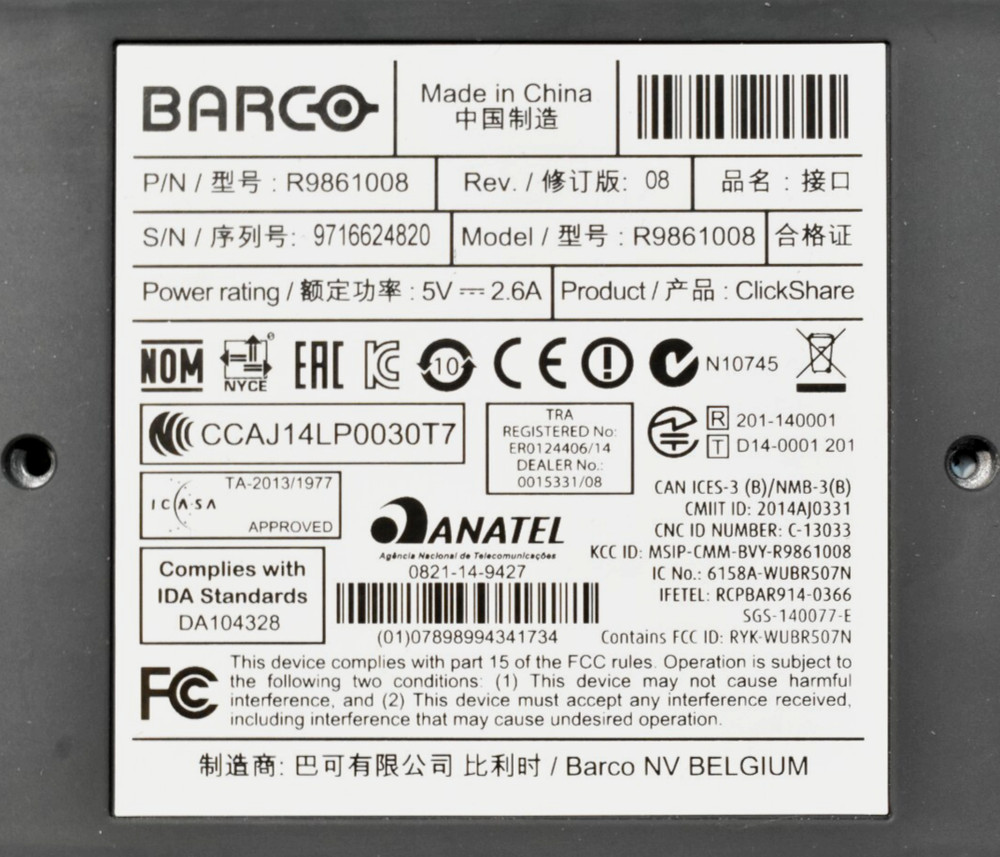 Barco R9861008 Clickshare Wireless Presentation System UNIT ONLY