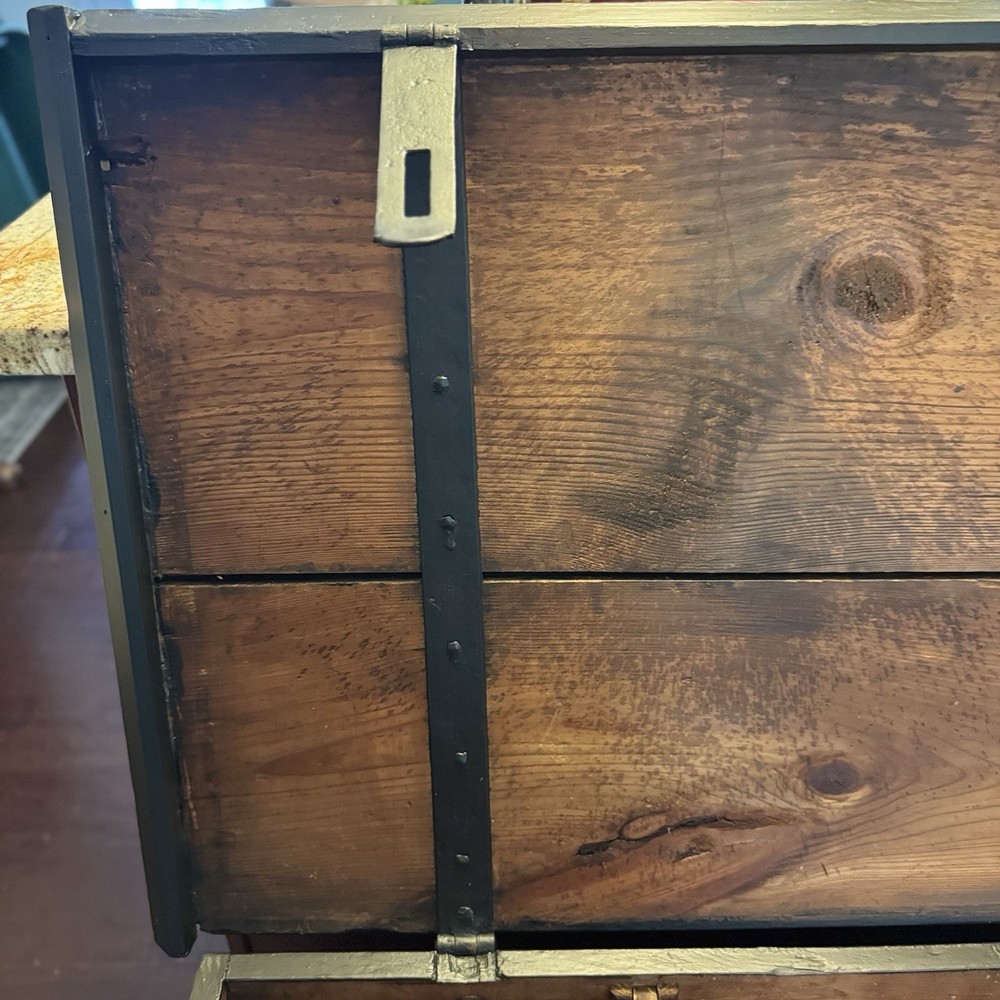 Vintage Large Handmade Solid Wood Large Chest Trunk Storage Black