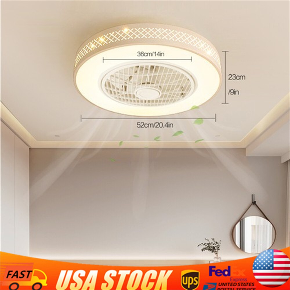 20" Modern Fan Lights Flush Mount LED Ceiling Light kit With Remote Control