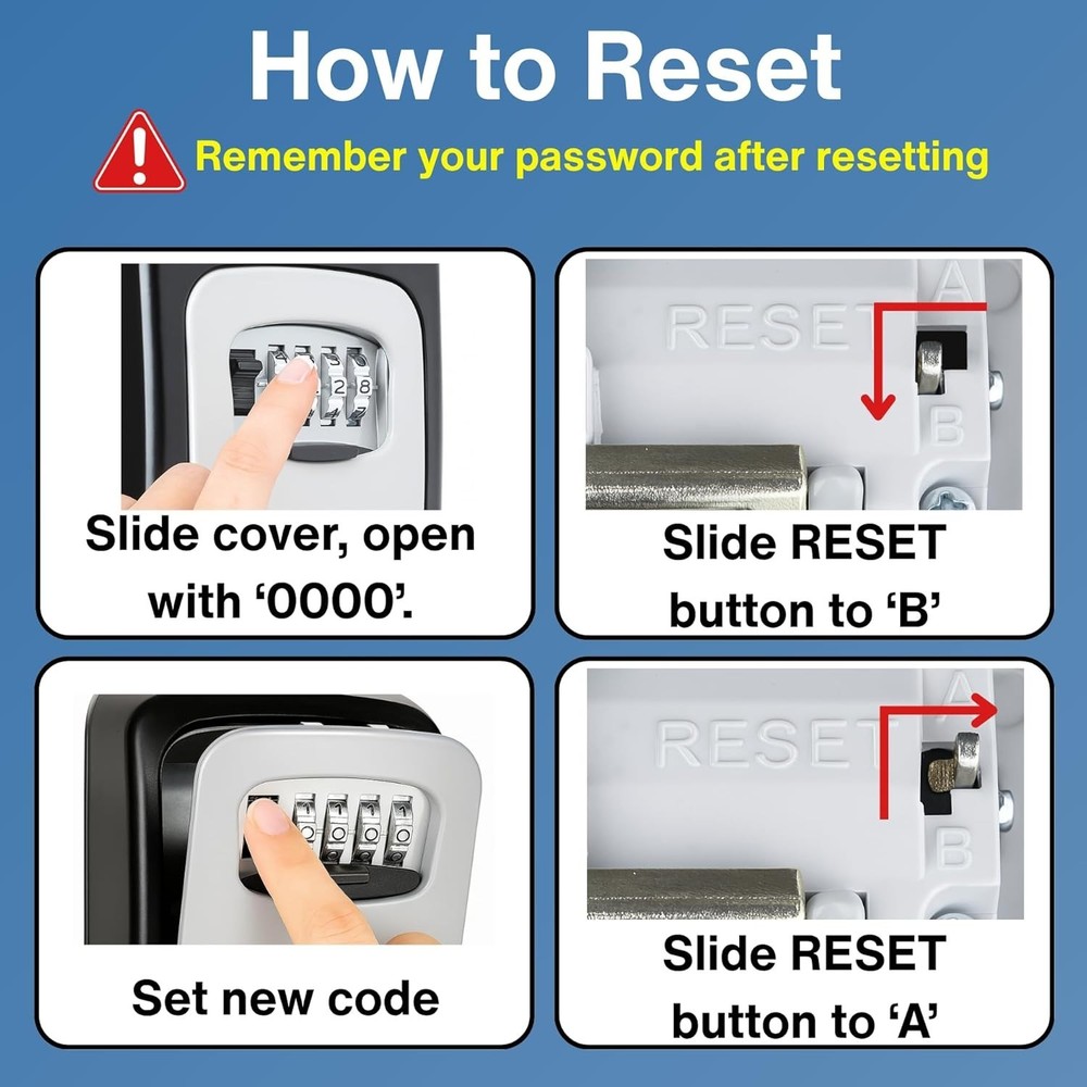 Key Lock Box with Code for Outside - Durable Wall Mount Lockbox for Keys and ...