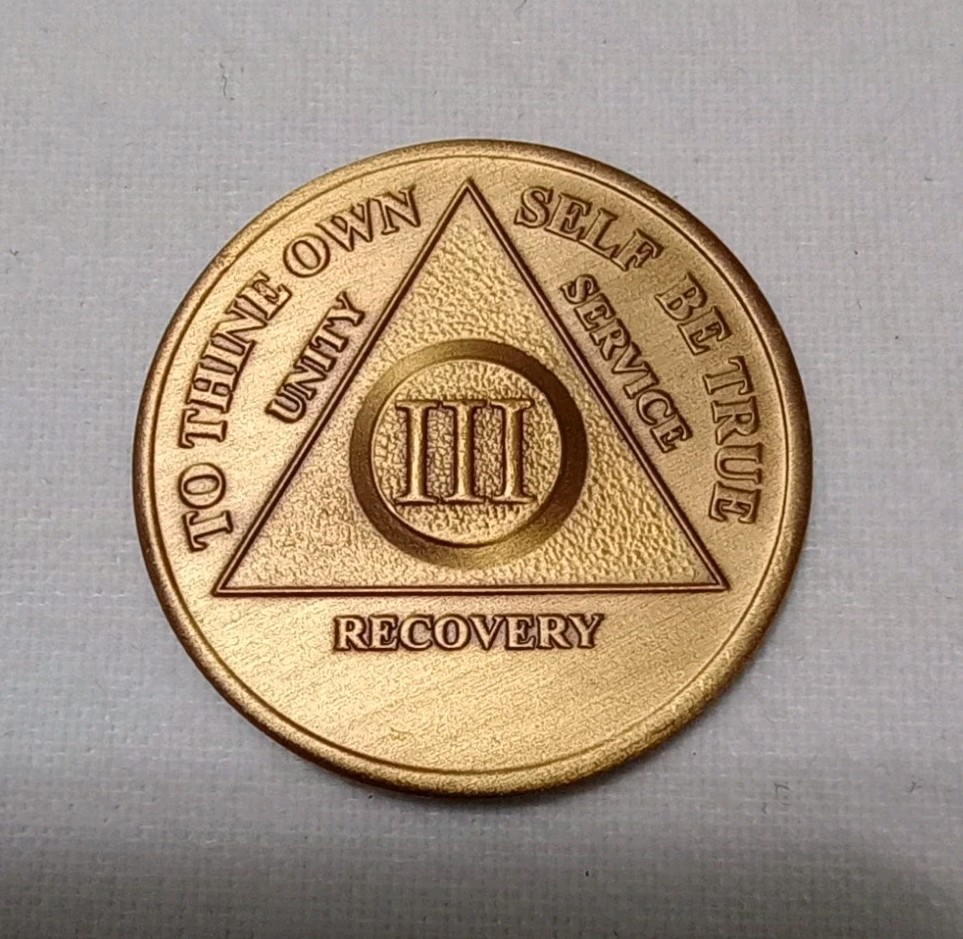 3-year Alcoholics Anonymous AA Recovery Medallion Chip