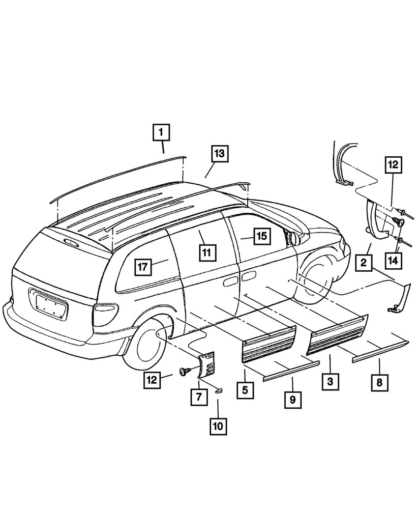 Genuine Mopar Quarter Panel Molding Right RQ22ARXAA