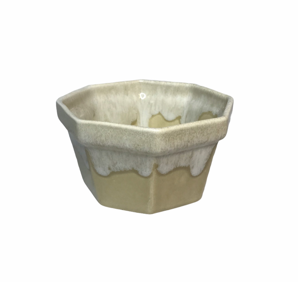 Halstead Ceramic CA USA L3 Light Tan with Dripped Glaze Octagon Planter