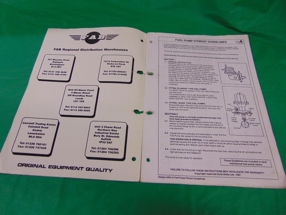 AUTO DELTA FUEL PUMP CATALOGUE 1997