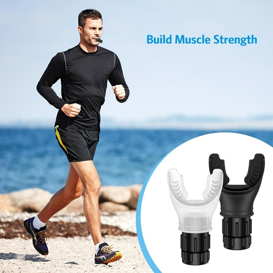 Portable Breathing Trainer with Adjustable Resistance Settings (Black/White)