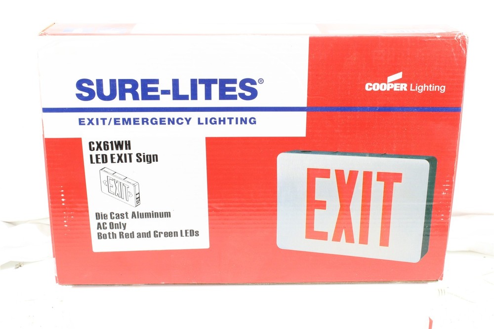 Cooper CX61WH LED Exit Sign | Single Face | Red/Green Letters | 120V AC