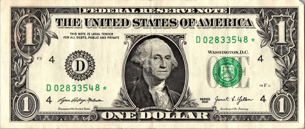 2021 D Star note One Dollar Bill Regular Run 3.2 pack note
