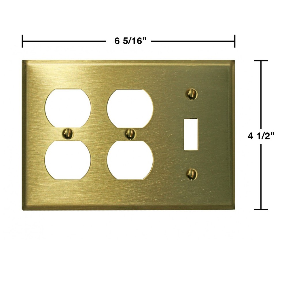Switchplate Brushed Solid Brass Toggle Double Outlet | Renovator's Supply