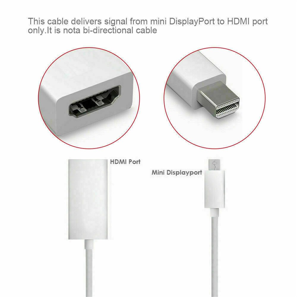 Mini DP Thunderbolt To HDMI Cable Converter For MacBook Surface Mac iMac