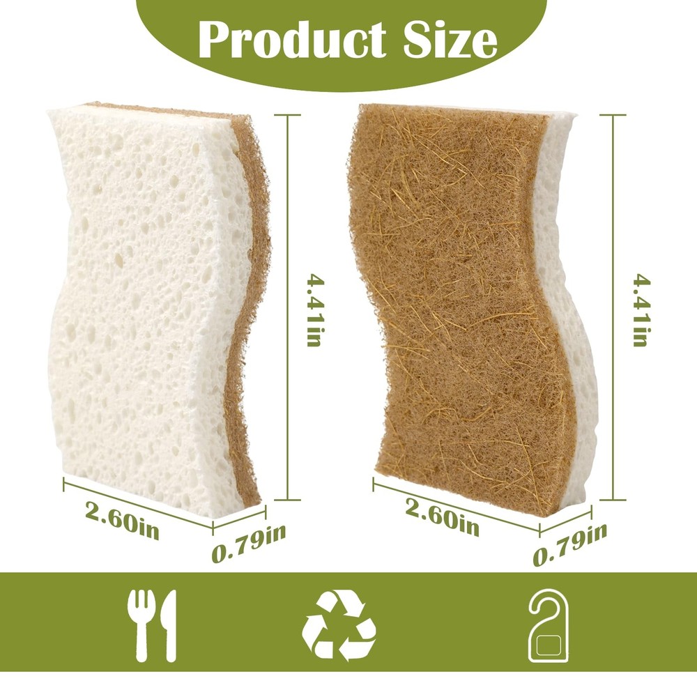 14Pack Natural Kitchen Sponge, EcoFriendly Dish Sponge for Kitchen Biodegrad...