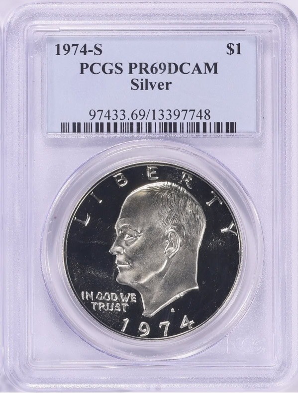 1974 S $1 Silver Ike Eisenhower Dollar Proof PCGS PR69DCAM
