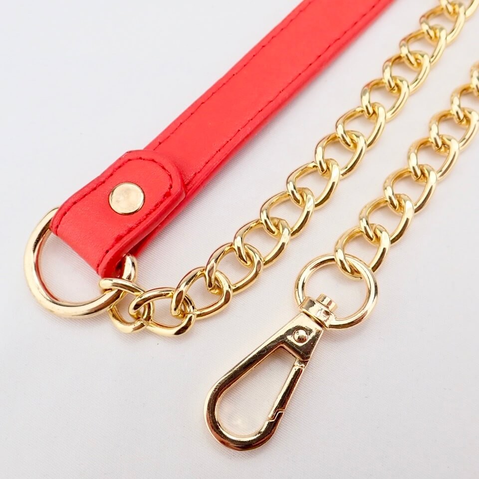 Center Leather Chain Shoulder Strap (Red) - Cottonraffia