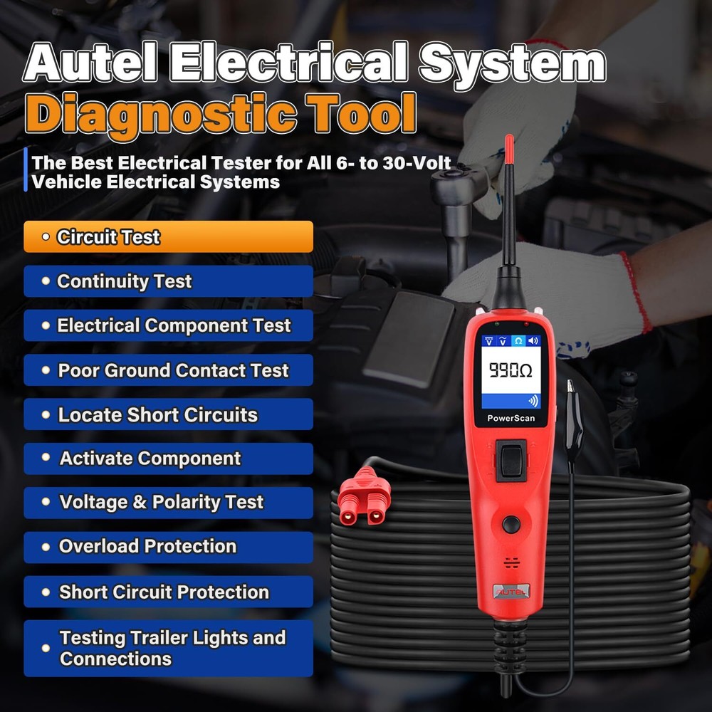 Autel PowerScan PS100 Electrical System Diagnosis Auto Circuit Battery Test Tool