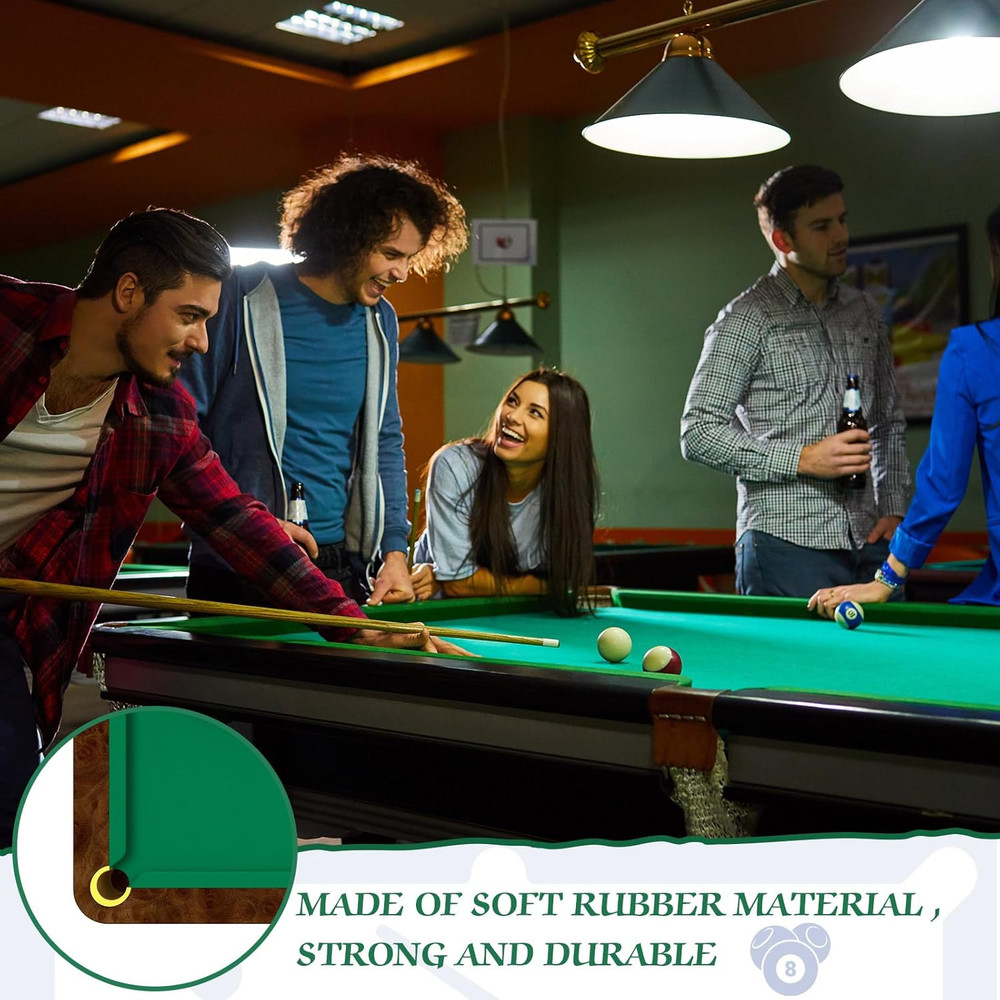 Complete Pool Table Replacement Felt with 6 Strips & Rubber Bumpers - Green