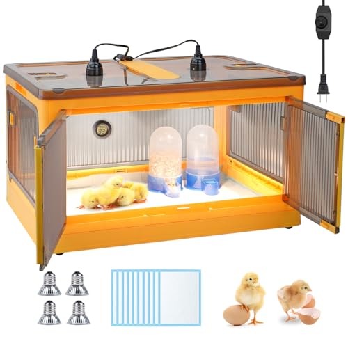 Chick Brooder Box for Chicks, Quail Brooder Box Kit with Heater Feeder and