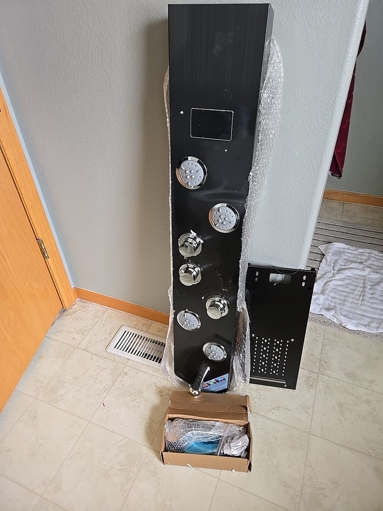 Shower Panel Tower led Black / Chrome 4 Jet, Rainfall, Handheld, 6 Function