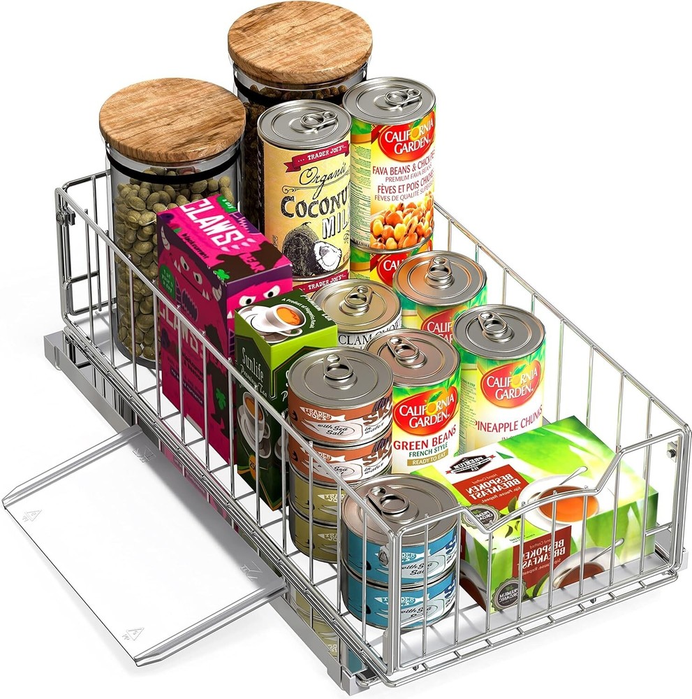 Simple Houseware Pull Out Cabinet Sliding Basket Chrome