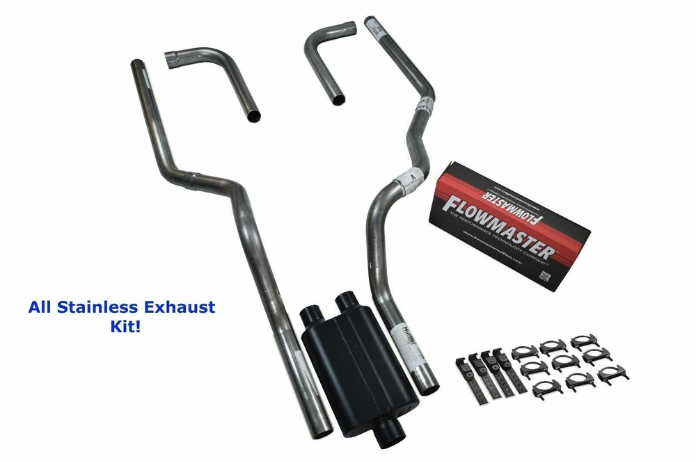 All-Stainless Dual Exhaust Kit Chevy GMC 1500 88-95 Flowmaster 40 Side Exit