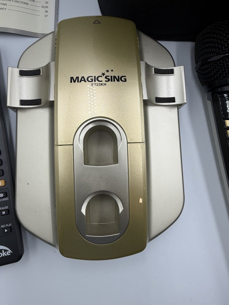 Magic Sing ET23KH Karaoke System w/ 2 Wireless Mics Tested Missing Power Cord