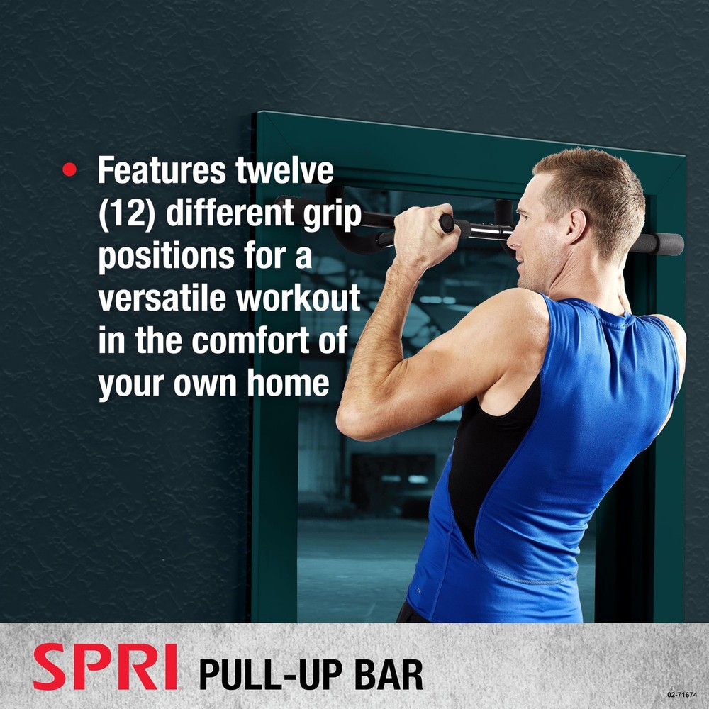 SPRI Pull Up Bar - 8-Grip Door Frame Mounting Pull-Up Bar for Versatile Worko...