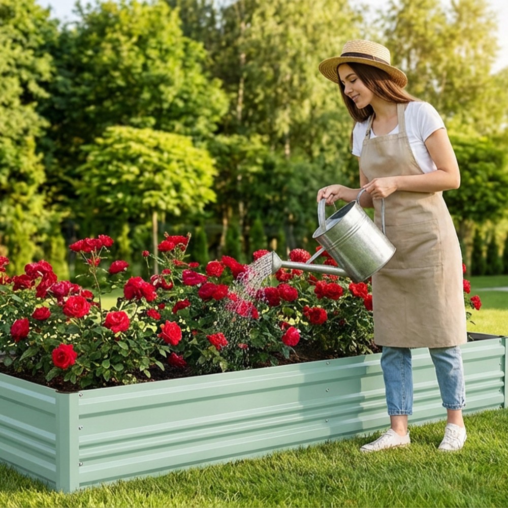 2Pack 7.5x4x1ft Outdoor Galvanized Raised Garden Beds Rust-Resistant Planter Box