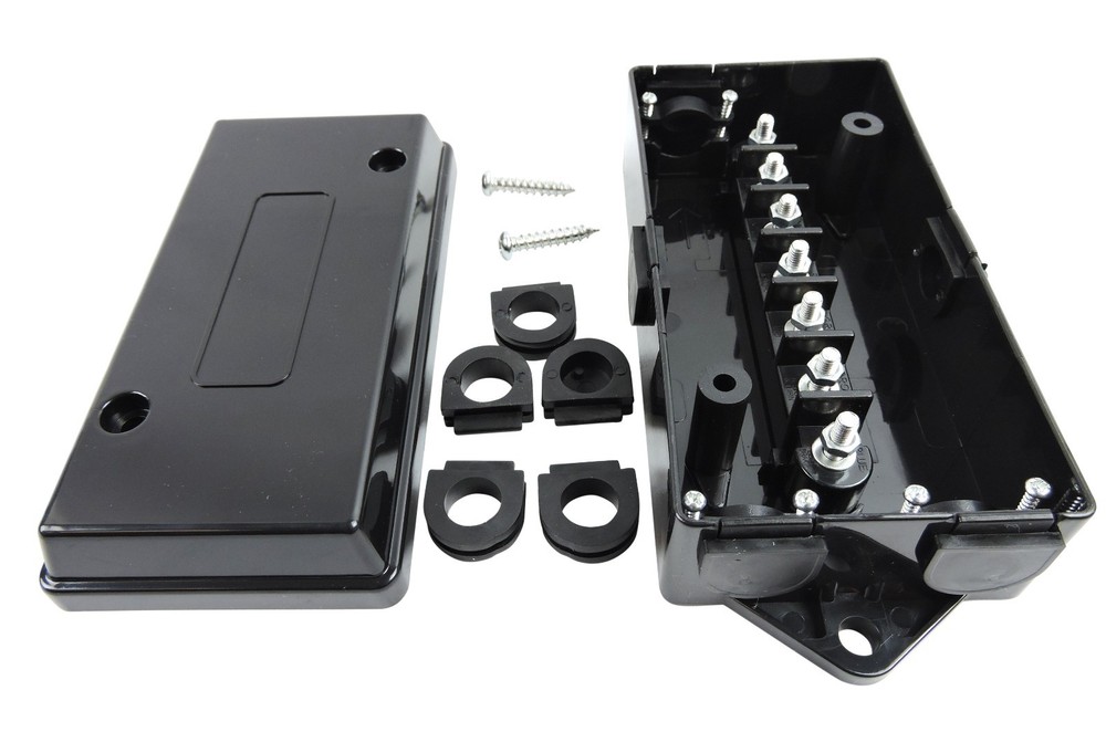 7 Way Electrical Trailer Tail Light Wiring Junction Box - 7 Gang Wire Connection