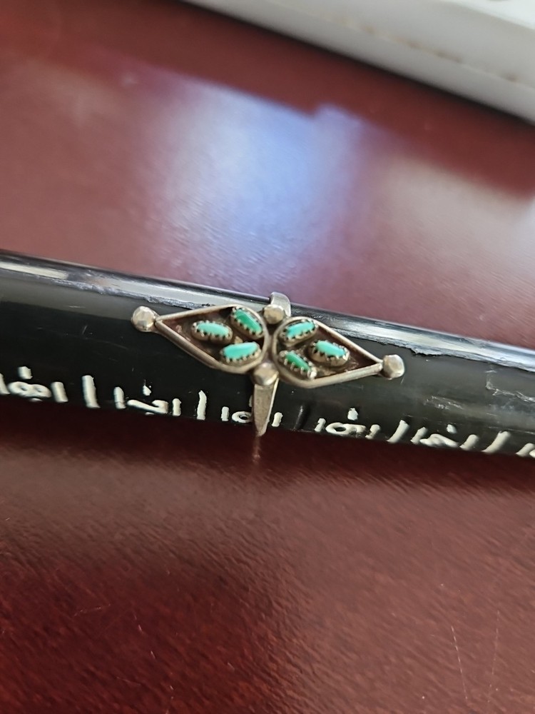 Zuni Sterling Turquoise Needlepoint Ring 5.25