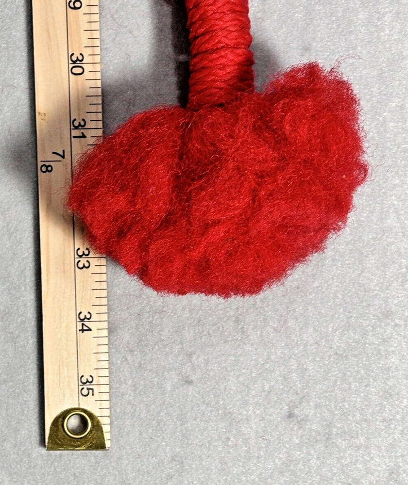 Vtg Macrame Plant Hanger Red White Balls
