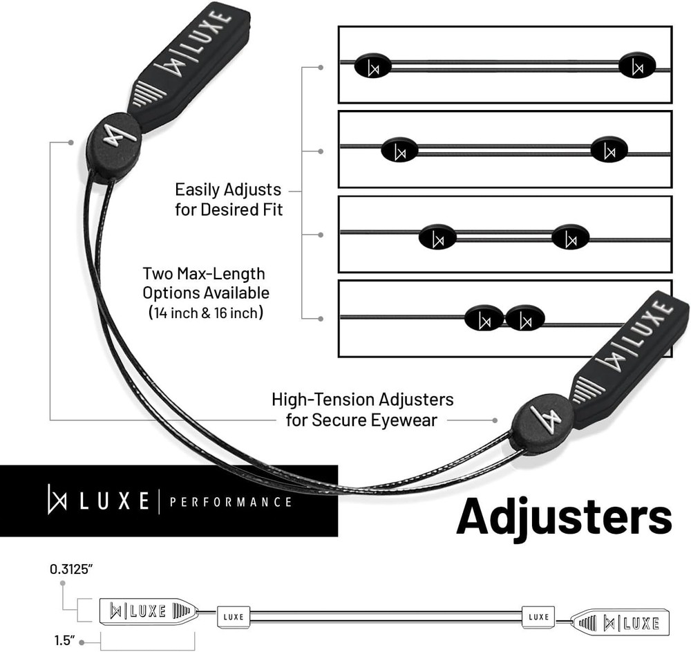 Durable Adjustable Sunglasses Strap | Luxe Black Eyewear Retainer for Active Men
