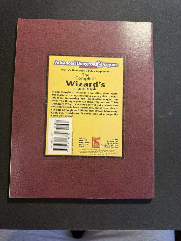 Dungeons & Dragons the Complete Wizard's Handbook 2nd Edition 1990