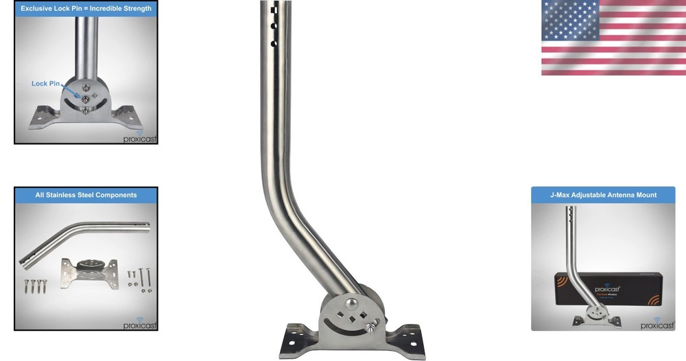Universal Outdoor Antenna Mount with Solid Stainless Steel Construction & J-Pipe