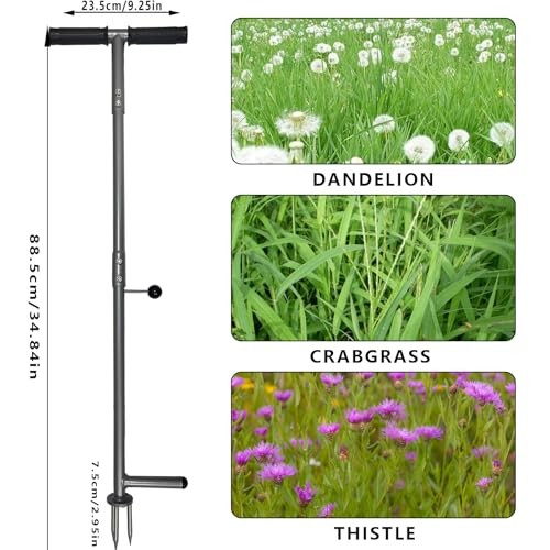 39"/42" Stand Up Weeder Hand Tool - Weed Puller Tool - Long Handle 3 1.0 Black