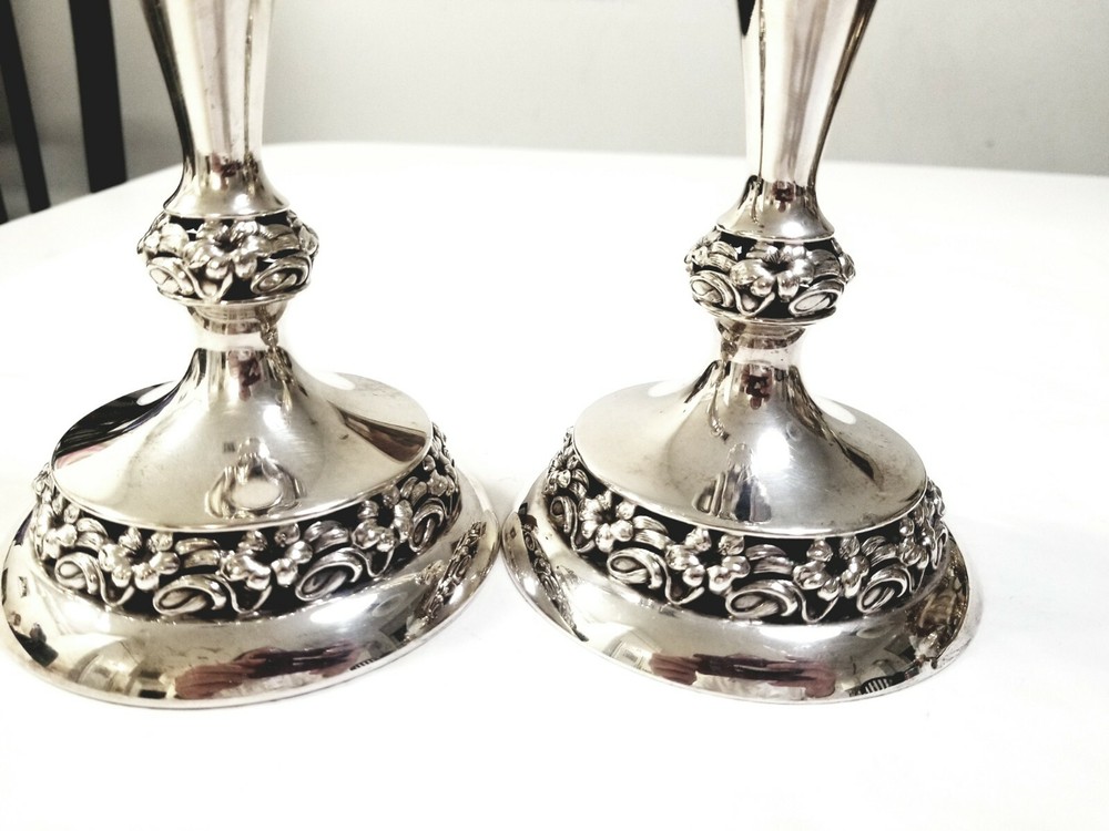STERLING SILVER PAIR OF CANDLESTICKS 1950'S