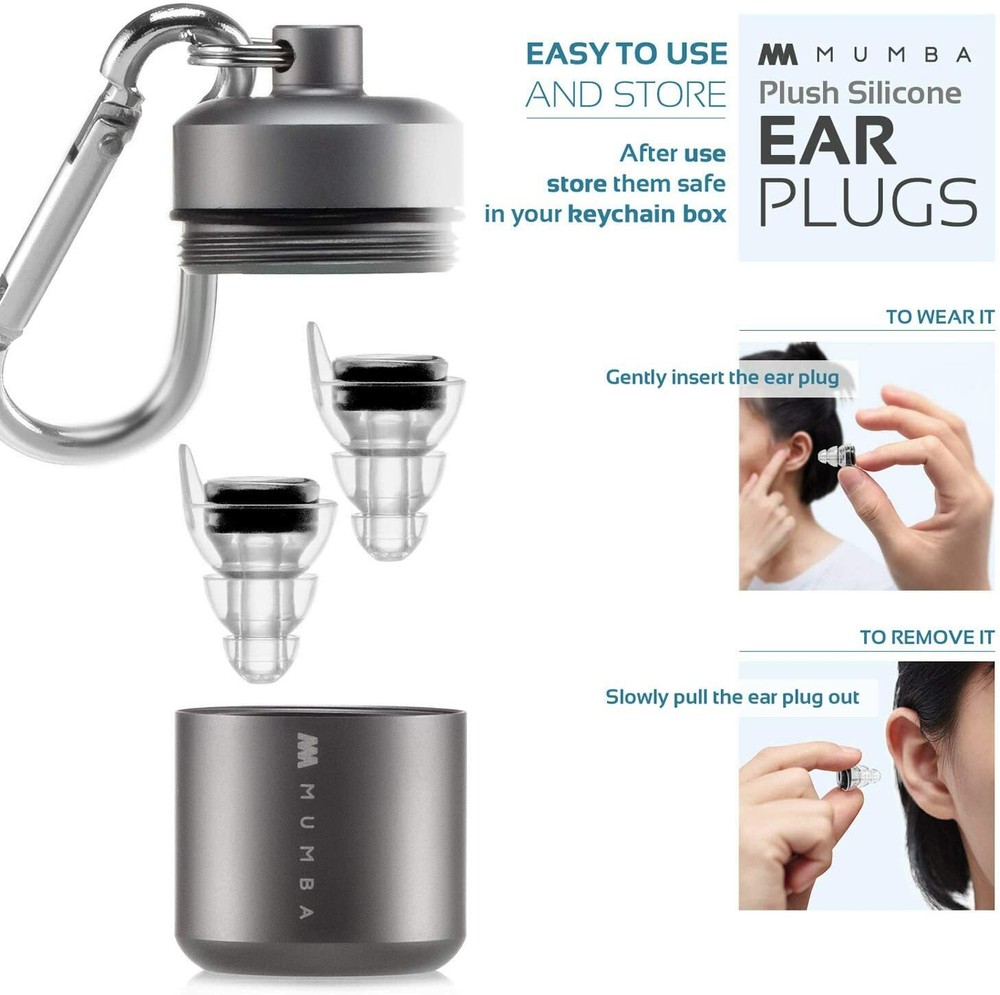Mumba Reusable Music Ear Plugs, 24dB Advanced Filter Tech Ear Protection 2 Pack