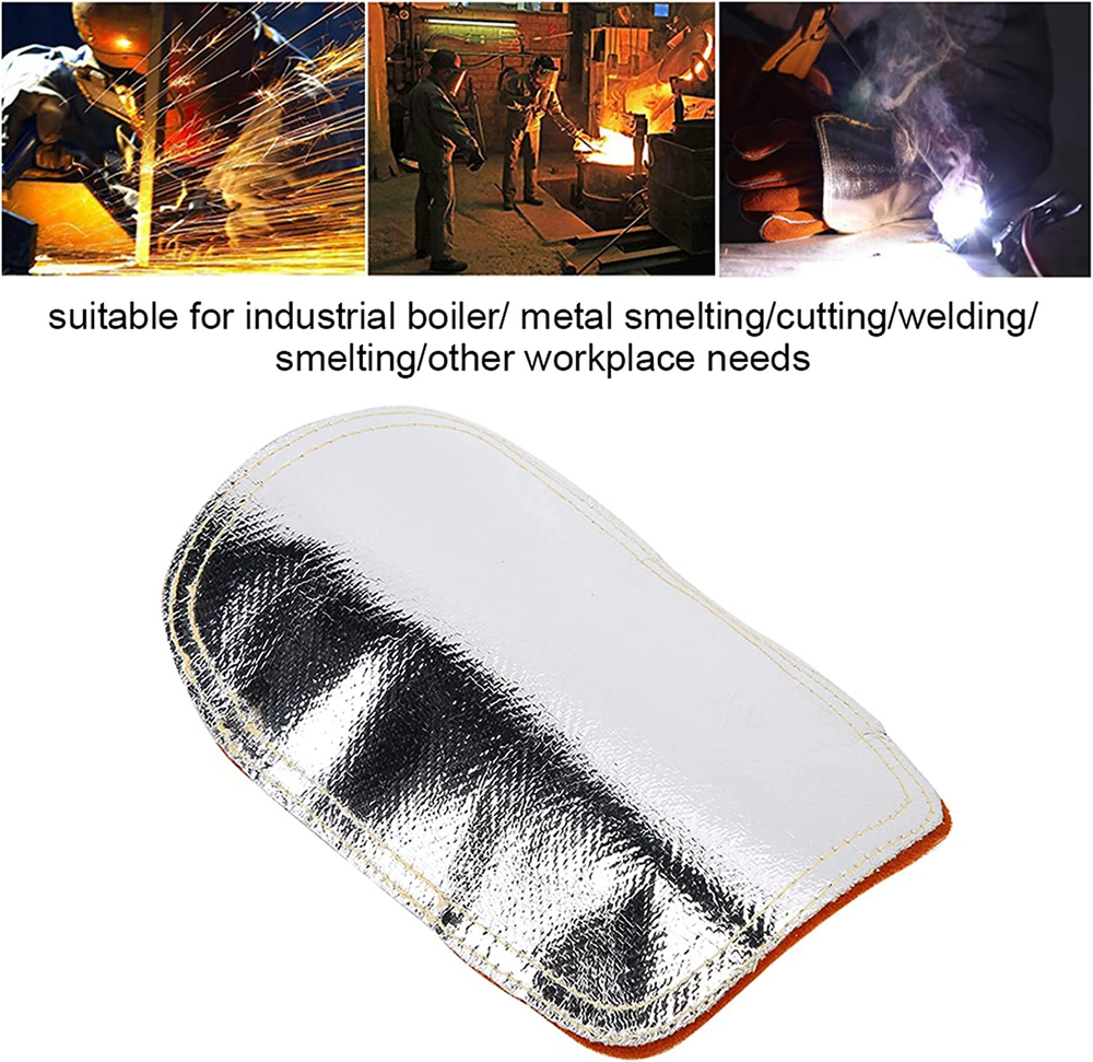 Hand Heat Shield, Welding Hand Pad, Split Cowhide Leather Aluminized Back Weldin
