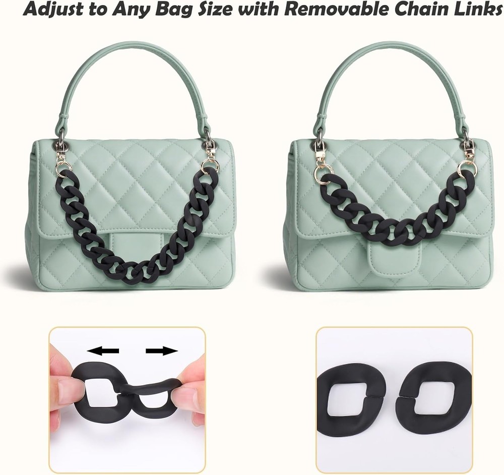 Acrylic Handbag Chain Strap, 18in Decorative Purse Accessory - Black