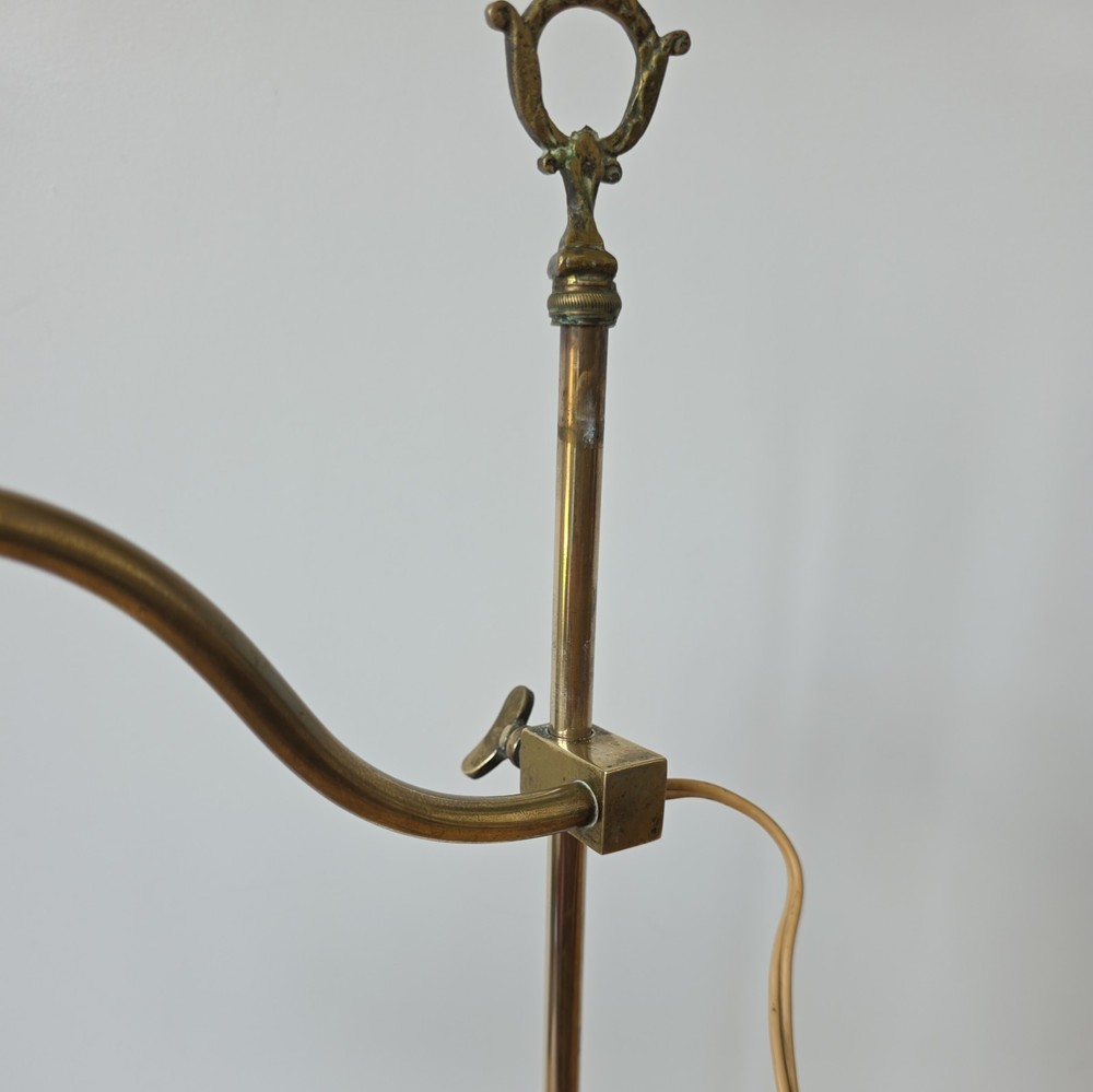 Antique Adjustable Brass Desk Lamp glass shade. Original.