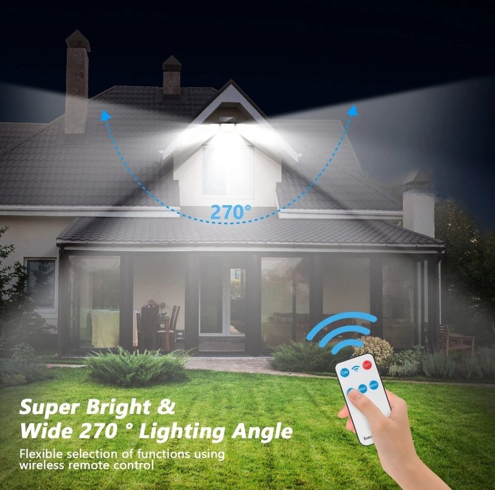 Mokot Solar Powered Waterproof Motion Sensor Lights 2800LM-2 Pcs-Remote Control