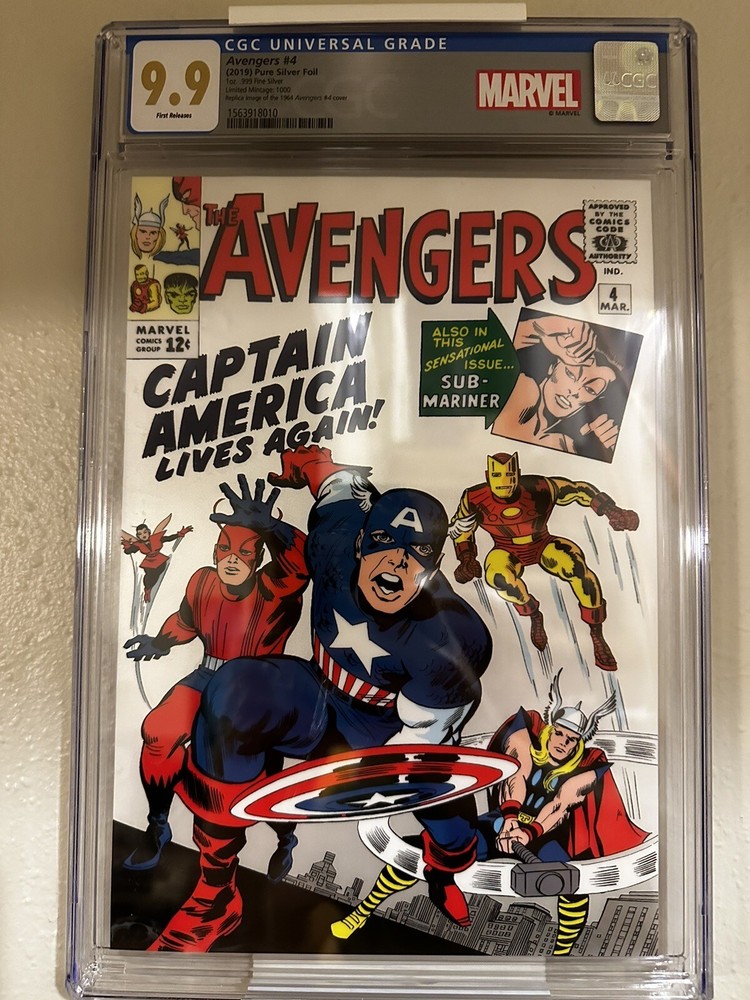 MARVEL COMICS: AVENGERS #4 - SILVER FOIL - CGC 9.9 MINT FIRST RELEASE