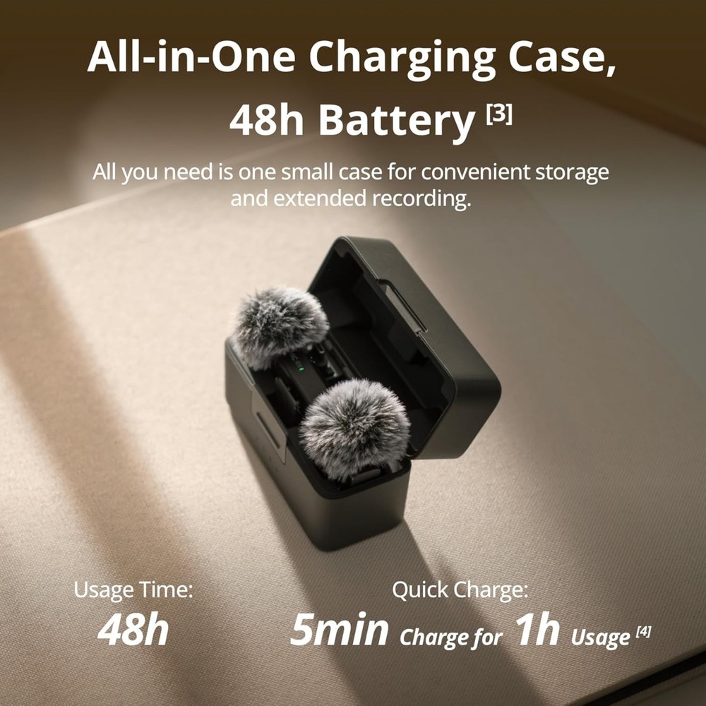 DJI Mic Mini (2 TX + 1 RX + Charging Case), Wireless Lavalier Microphone for iPh
