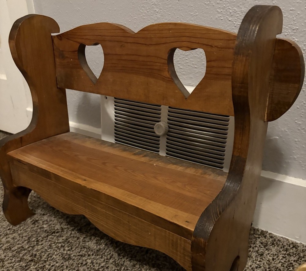 Wooden Bench Heart Cutouts