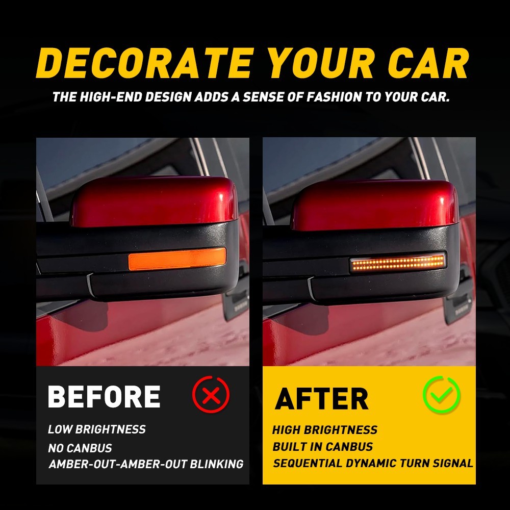 2x Switchback Side LED Mirror Signal Light Sequential For Ford F150 2009-2014